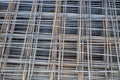 steel rod or rebar with some rust bonded with steel wire for use as a construction infrastructure, steel beams at the factory