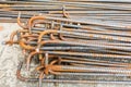 Steel rods or bars used to reinforce