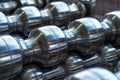 Steel rollers close up. Metalforming machine for production roof tile Royalty Free Stock Photo