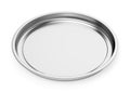 Steel round baking or food tray isolated on white