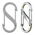 Steel S carabiner front and side view 3D