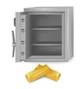 Steel safe with gold bars. Vector Royalty Free Stock Photo