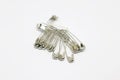 Steel safety pin isolated on white background Royalty Free Stock Photo
