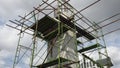 Steel scaffolding and concrete structure