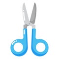 Steel scissors. Cartoon school and office supplies