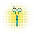 Steel scissors icon, comics style