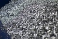 Steel scrap materials recycling. Abstract, background and texture of metal shavings. Royalty Free Stock Photo