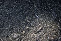 Steel scrap materials recycling. Abstract, background and texture of metal shavings. Aluminum chip waste after machining metal Royalty Free Stock Photo