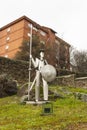 Steel sculpture of the illustrious Don Quixote de la Mancha at the entrance to the Park of the Pines