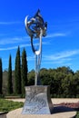 Respect Unity Peace steel sculpture in park by blue sky Royalty Free Stock Photo