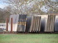 Steel sheet piling store vertical side by side Royalty Free Stock Photo