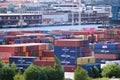 Steel shipping containers stacked at Copenhagen port
