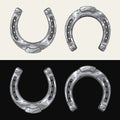 Steel, silver horseshoe in vintage style