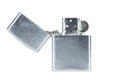 Steel silver lighter open cap isolated with clippingpath on whit Royalty Free Stock Photo