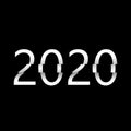 Steel silver numbers with an offset of 2020 on a black background