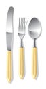 Steel spoon, fork and table knife Royalty Free Stock Photo