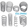 Steel springs. Spiral spring set. Royalty Free Stock Photo