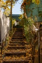 Steel staircase, in a small fishing village. Royalty Free Stock Photo