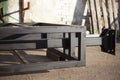 Steel stand for installing billboard. Details of production of strong structures. Large steel profile