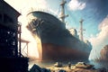 Steel steamer docked and upcoming shipbuilding and ship repair Royalty Free Stock Photo