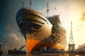 Steel steamer docked and upcoming shipbuilding and ship repair Royalty Free Stock Photo