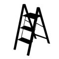 Ladder icon isolated on white background. Aluminium or metal staircase with steps for housekeeping.