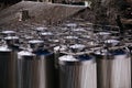 Steel storage tanks in modern brewery Royalty Free Stock Photo