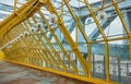 Steel structural elements inside Andreevsky pedestrian bridge, landmark