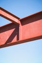 Steel Structure Beam Girder of Building at Construction Site, Metal I-Beam Erection Detail and Coat Painting Rust Resistant Under Royalty Free Stock Photo