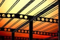 steel structure design steel welding geometric shape abstract pattern on sun set sky nature background Royalty Free Stock Photo