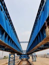 This is the steel structure of a launcher gantry that will be used for erection precast concrete I Girder
