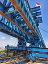This is the steel structure of a launcher gantry that will be used for erection precast concrete I Girder