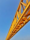 This is the steel structure of a launcher gantry that will be used for erection precast concrete I Girder (PCI Girder