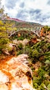 The steel structure of Midgely Bridge on Arizona SR89A between Sedona and Flagstaff over Wilson Canyon at Oak Creek Canyon Royalty Free Stock Photo