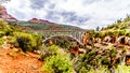 The steel structure of Midgely Bridge on Arizona SR89A between Sedona and Flagstaff over Wilson Canyon at Oak Creek Canyon Royalty Free Stock Photo