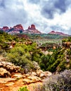 The steel structure of Midgely Bridge on Arizona SR89A between Sedona and Flagstaff over Wilson Canyon at Oak Creek Canyon Royalty Free Stock Photo