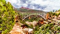 The steel structure of Midgely Bridge on Arizona SR89A between Sedona and Flagstaff over Wilson Canyon at Oak Creek Canyon Royalty Free Stock Photo