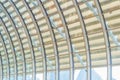 Steel structure of modern office building roof. Metal windows glass facade frames supported. Abstract interior architecture design Royalty Free Stock Photo