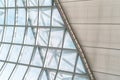 Steel structure of modern office building roof. Metal windows glass facade frames supported. Abstract interior architecture design Royalty Free Stock Photo