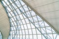 Steel structure of modern office building roof. Metal windows glass facade frames supported. Abstract interior architecture design Royalty Free Stock Photo