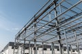 Steel structure workshop with sunny sky Royalty Free Stock Photo