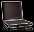 Steel suitcase on black Royalty Free Stock Photo