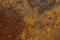 Steel textured metal sheet with strong rust. Background banner. View from above