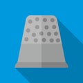 Steel thimble icon, flat style Royalty Free Stock Photo