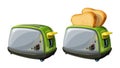Steel toasters on white background