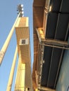 Steel tower structure at baseball stadium geometric background Royalty Free Stock Photo