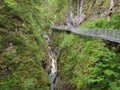 Steel trail at rock wall in gorge Royalty Free Stock Photo