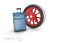 Steel train wheel with bag, 3d Illustration isolated white