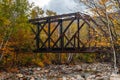 Steel truss railway bridge across Sawyer River at Bears Notch on Kancamagus Highway1 Royalty Free Stock Photo