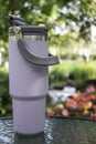 Steel vacuum thermos drink outdoor